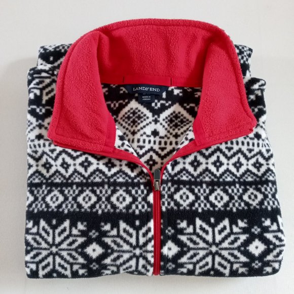 Lands End snowflake Print fleece jacket - Picture 6 of 6